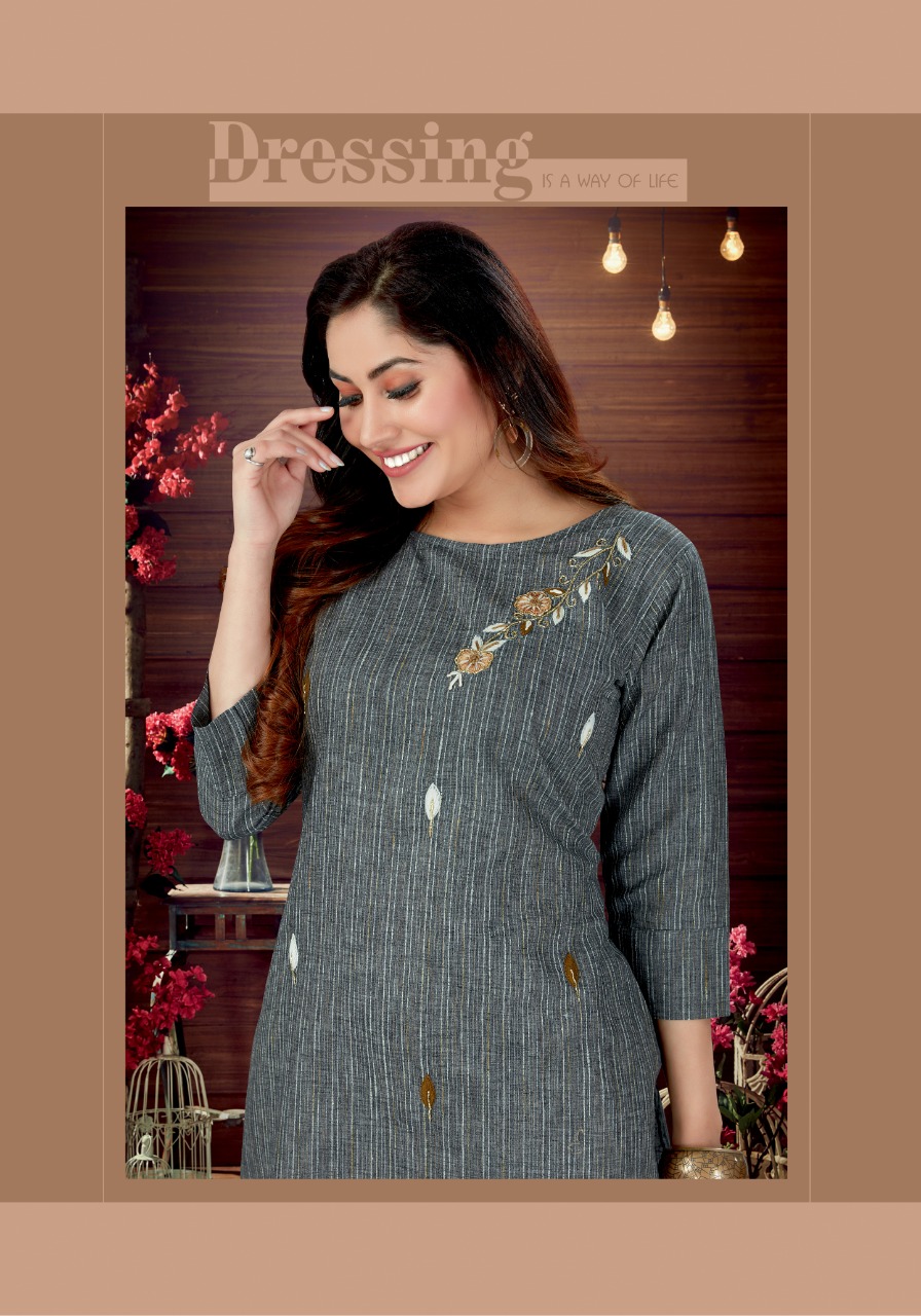 Apple rich lady attractive and modern Stylish cotton Kurti With pant