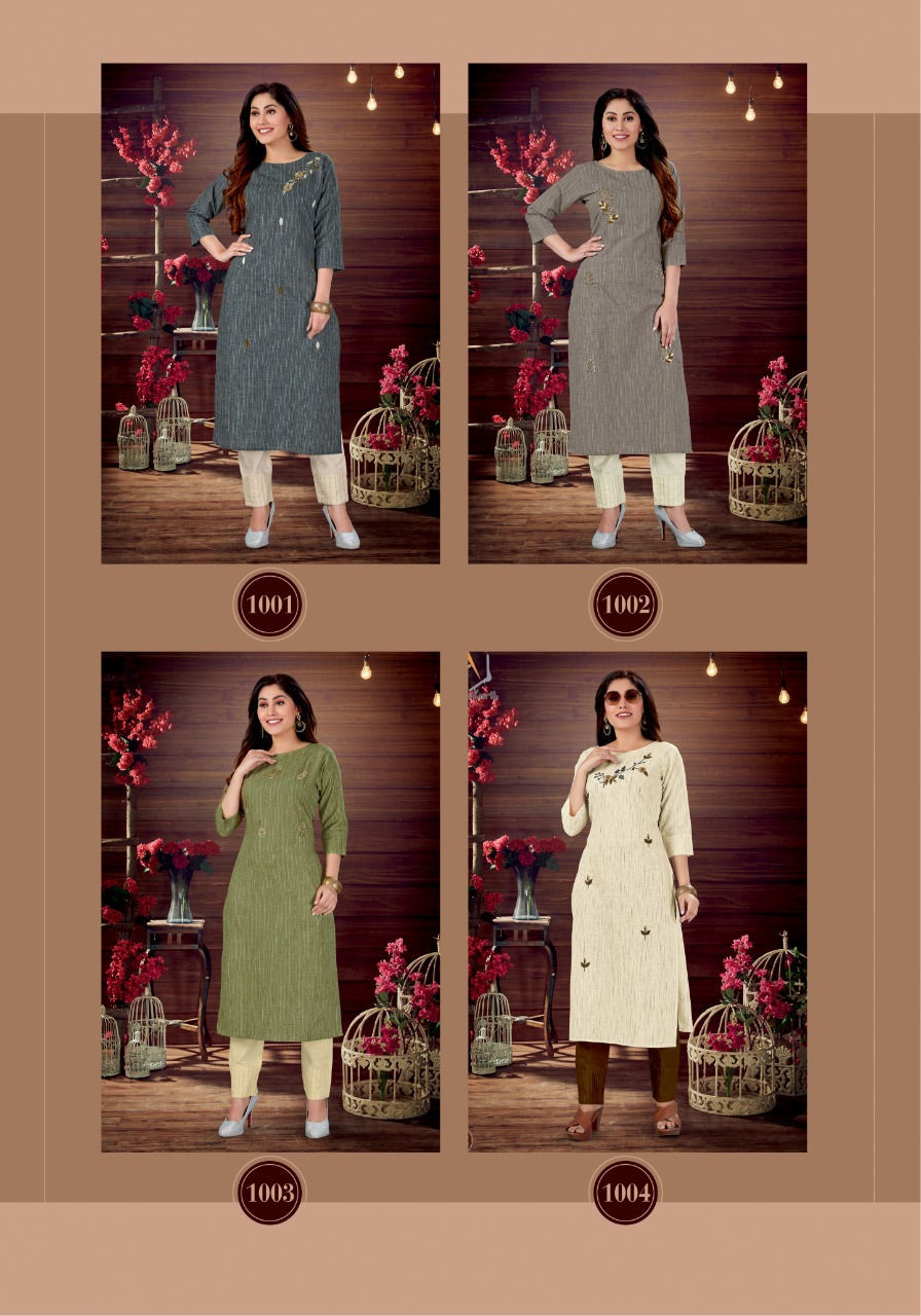 Apple rich lady attractive and modern Stylish cotton Kurti With pant