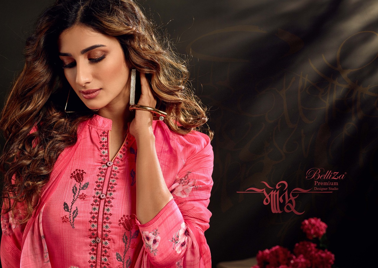 Belliza motif a new and modern jam cotton satin print With fancy Embroidered Salwar suits