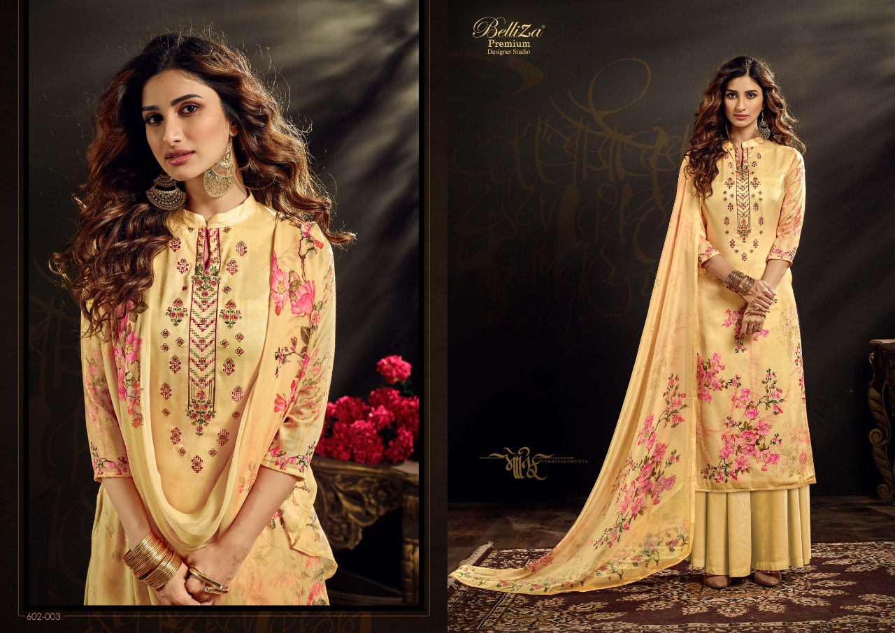 Belliza motif a new and modern jam cotton satin print With fancy Embroidered Salwar suits