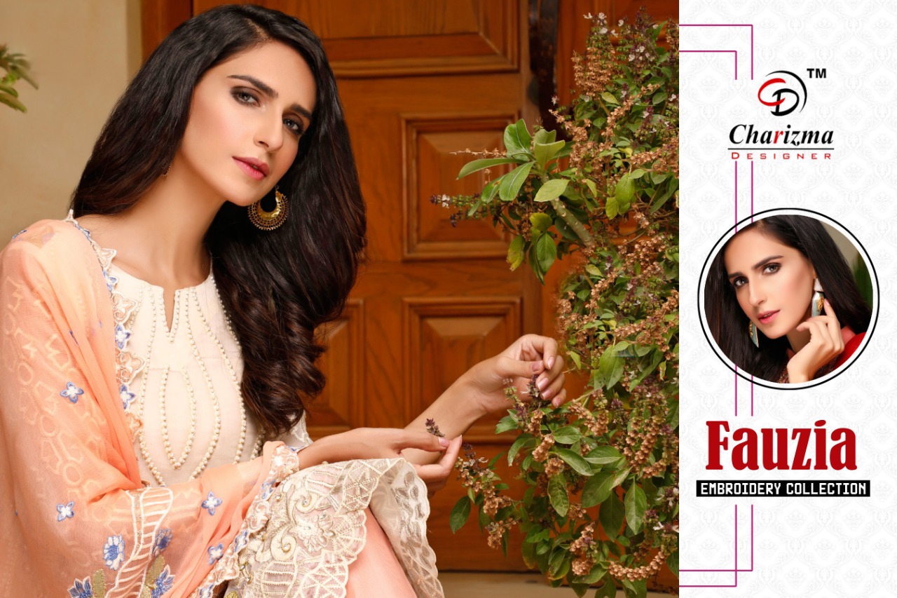 Charizma Designer fauzia astonishing style attractive look Beautifully Designed Salwar suits