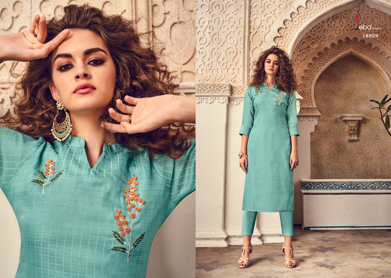 Eba lifestyle instagirl modern Trendy fits tussar with Hand Embroided beautifull Kurties
