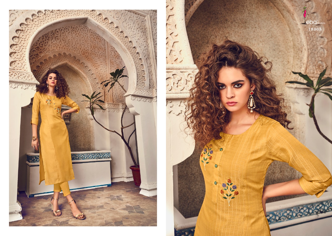 Eba lifestyle instagirl modern Trendy fits tussar with Hand Embroided beautifull Kurties