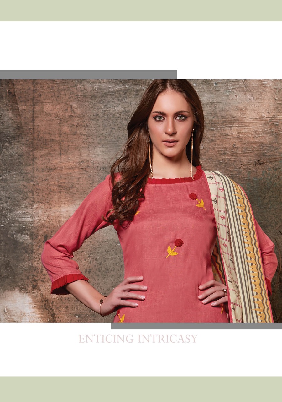 Feminista Gulaal elegant Style cotton handloom with hand Embroided Kurties