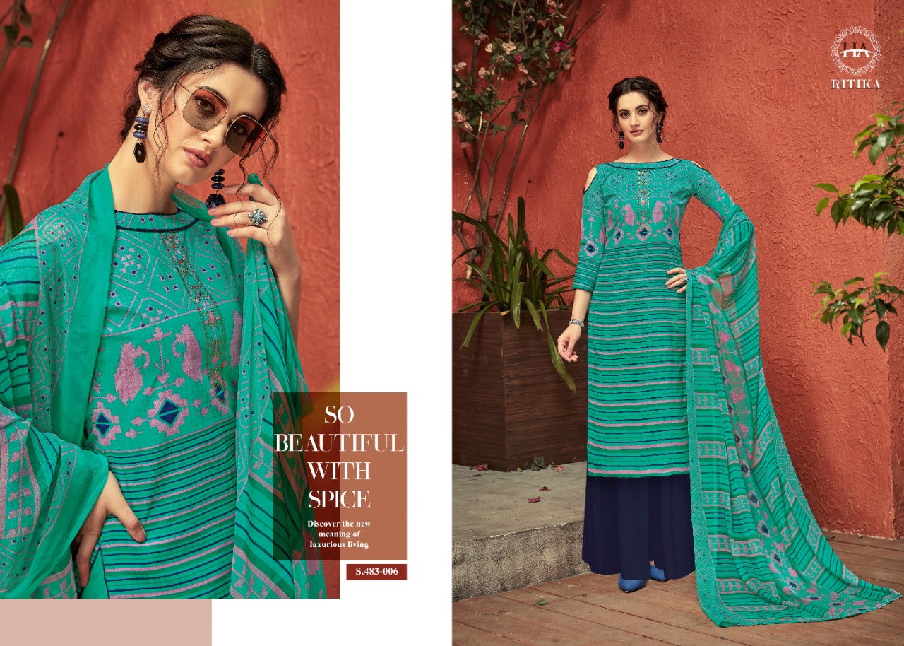 Harshit fashion ritika cotton digital print with sarvoski work Salwar suits