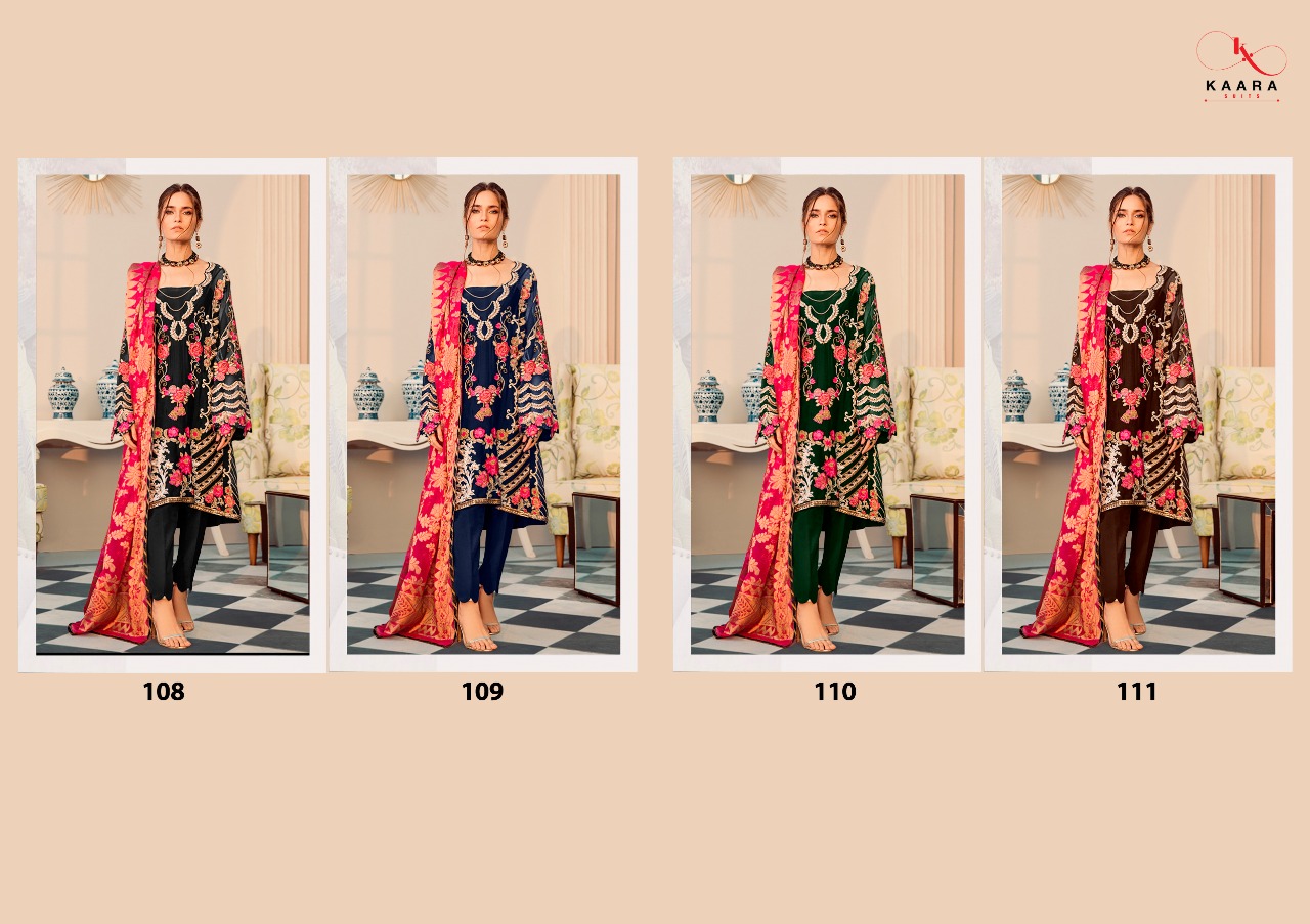 Kaara suits D.no 108-111 elagant look attractive and beautifull Pakistani concept Salwar suits