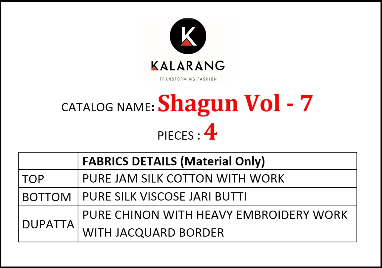 Kalarang shagun Vol 7 innovative style Modern Trendy Salwar suits