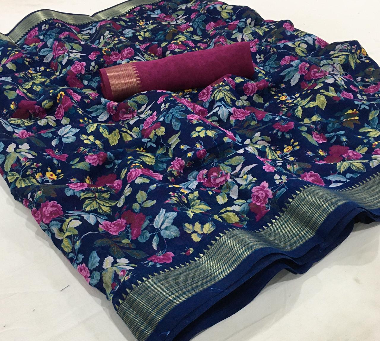 Let fashion nishtha innovative style soft cotton sarees with border