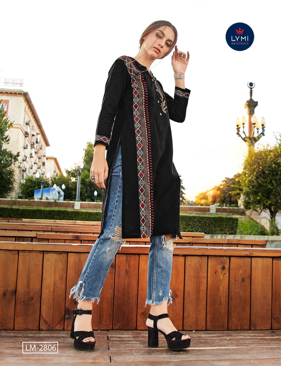 Lymi avenue attractive look modern Trendy RAYON flex with Embroidered Kurties