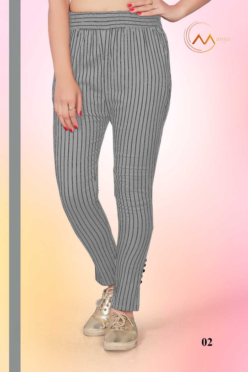 Mansi Fashion Lycra Stripe pant modern and classic Trendy fits Western look pants