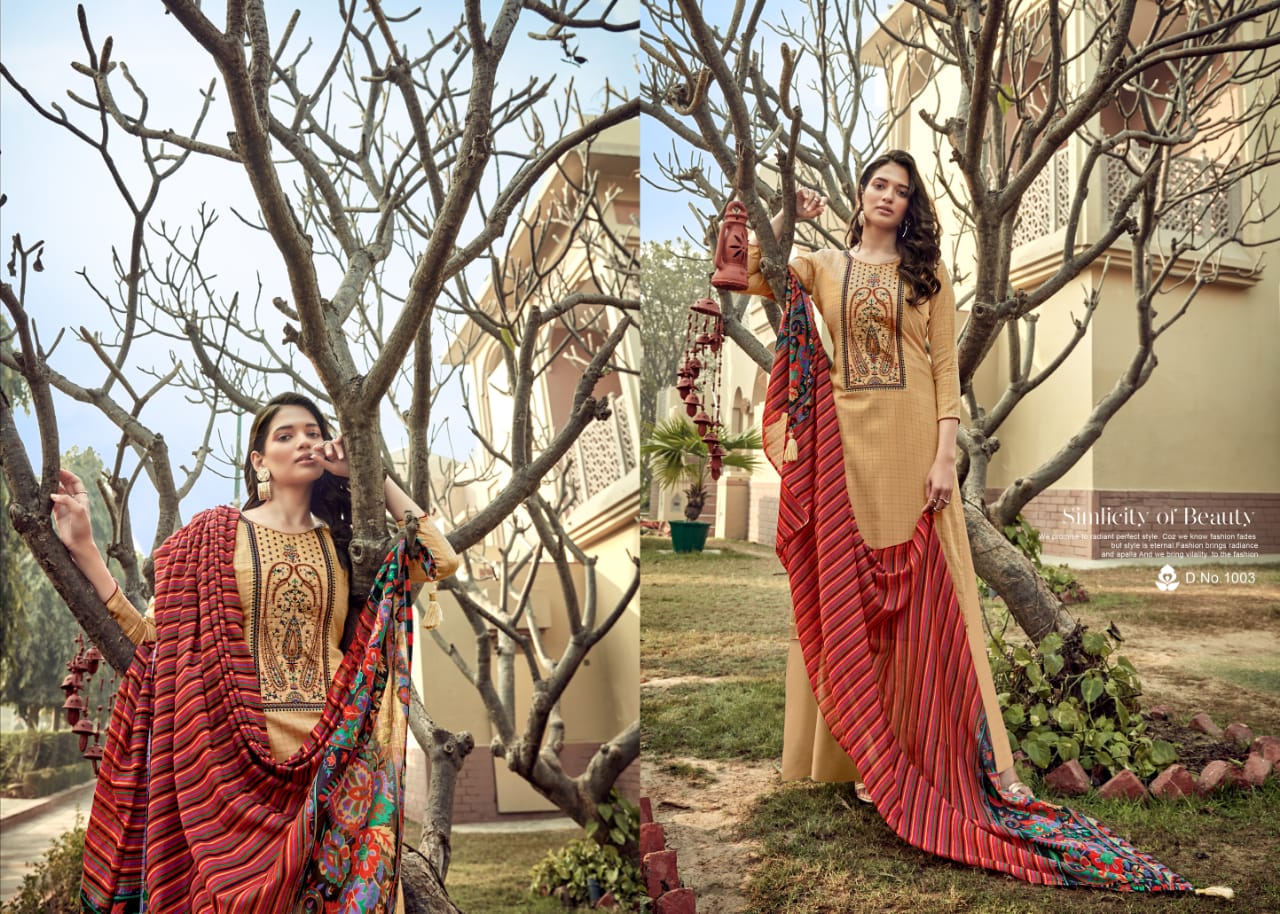 Radhika fashion maryum elagant Style cotton print with kashmiri embroidery work Salwar suits