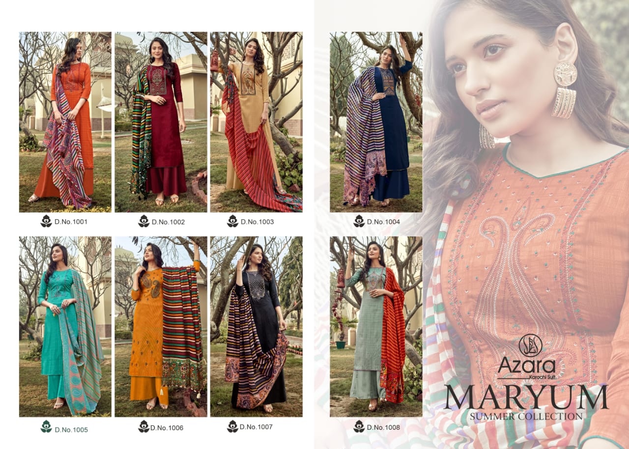 Radhika fashion maryum elagant Style cotton print with kashmiri embroidery work Salwar suits