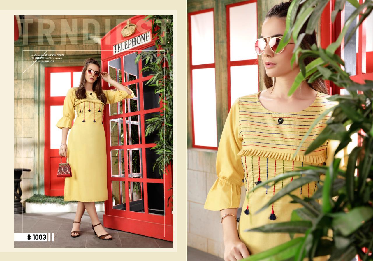 Riya designer Anishka modern and classic Style Swiss slub handwork Embroided Kurties
