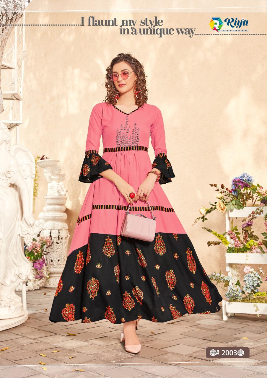 Riya designer kastur vol 2 astonishing style silk with RAYON print attractive look Kurties