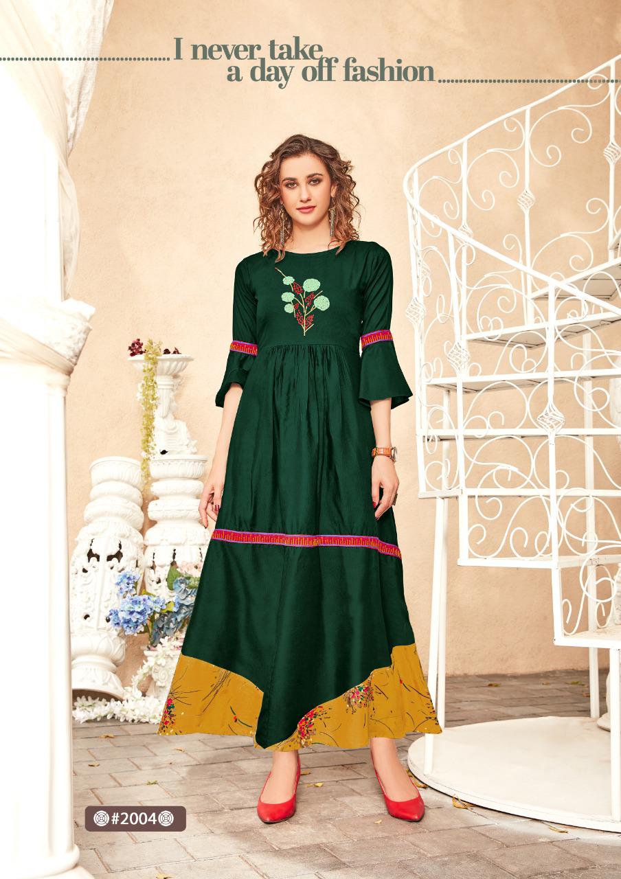 Riya designer kastur vol 2 astonishing style silk with RAYON print attractive look Kurties