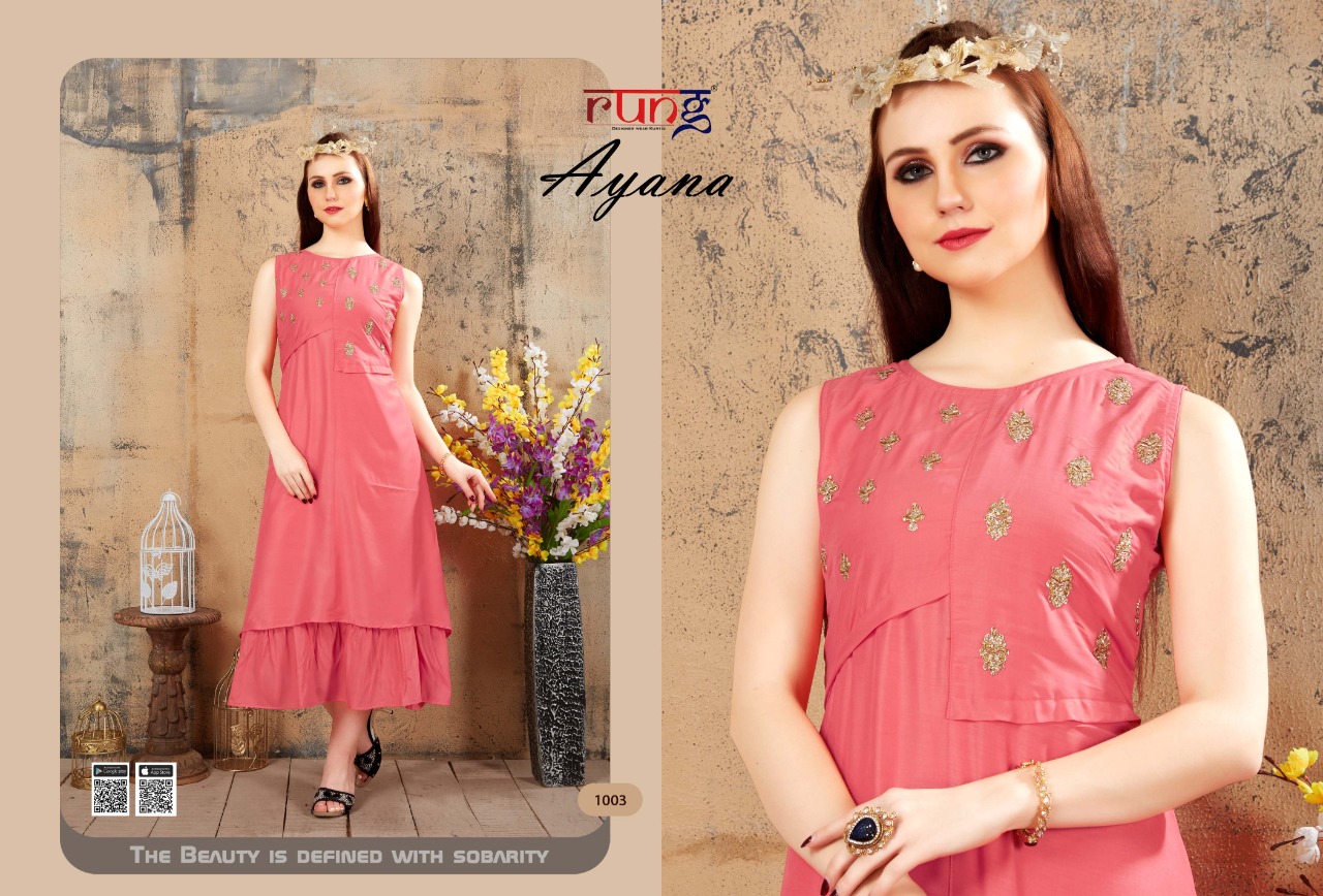 Rung ayana gorgeous stylish look Kurties in factory rates