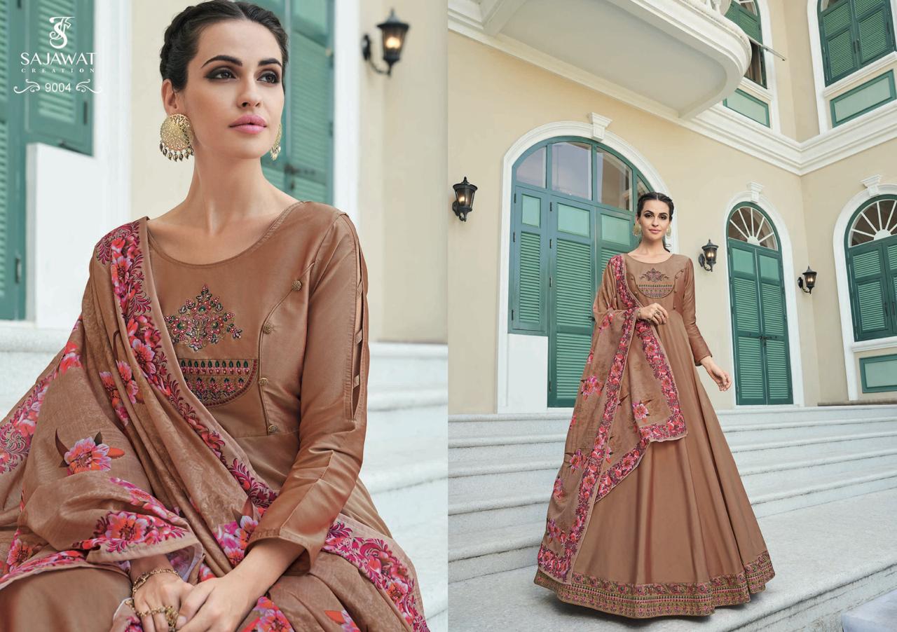 Sajawat Creation rihana Nx beautifull and stylish look Soft silk Tapeta with Embroidered Kurties with bottom