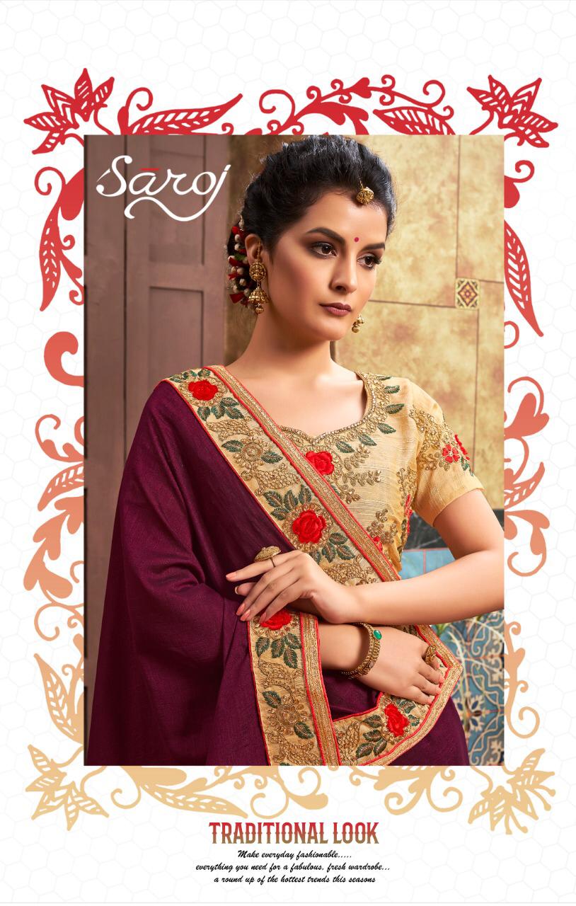 Saroj dark and lovely amazing style Beautifully Designed Sarees