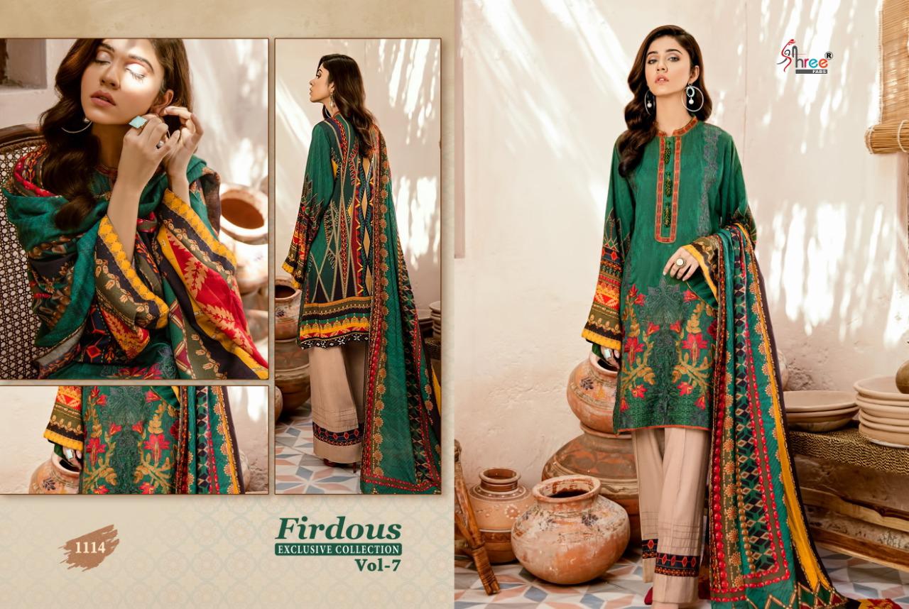 Shree Fab firdous Vol 7 elagant Style gorgeous look jam cotton print with embroidery Salwar suits