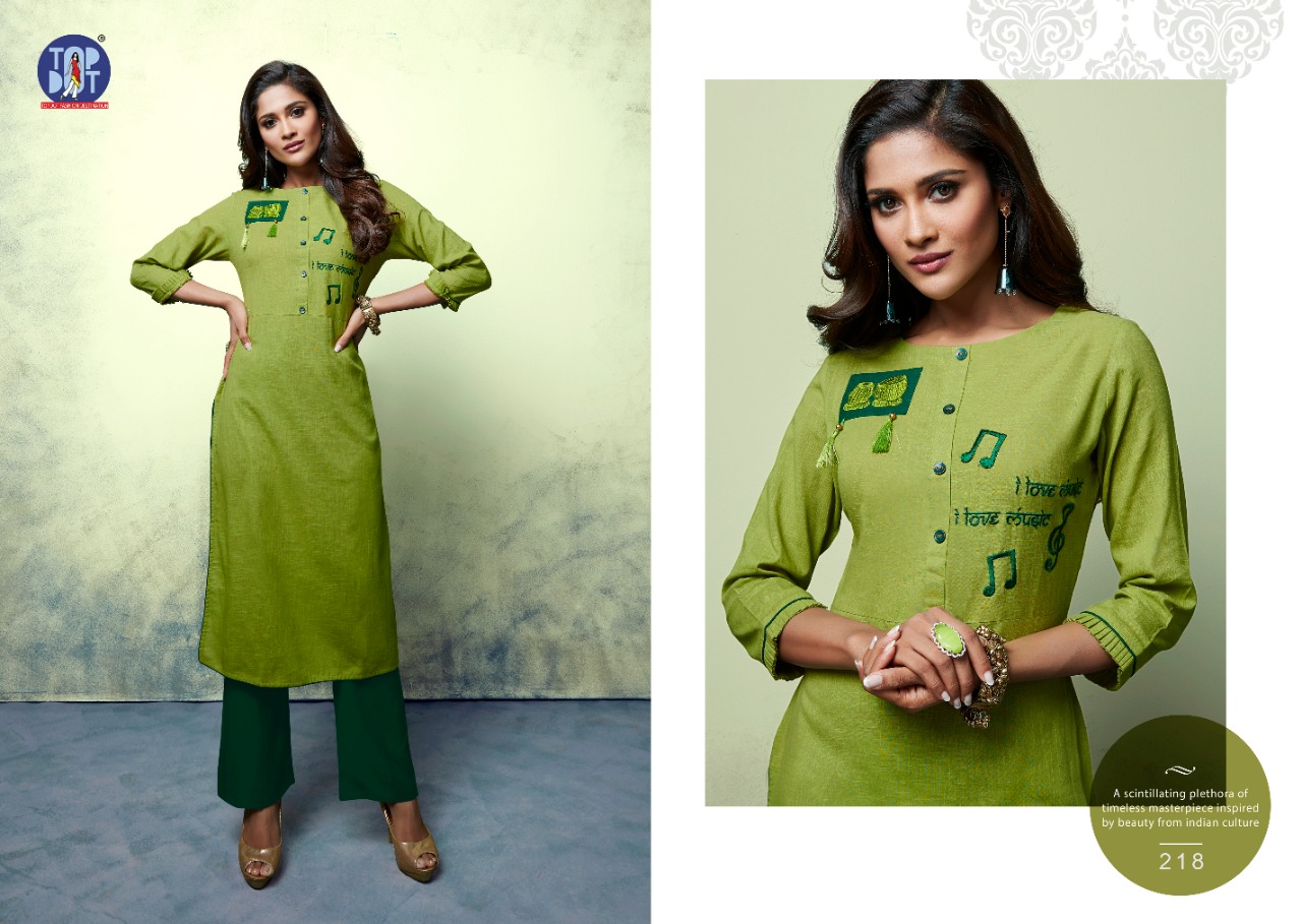 Top dot sheen modern and Trendy fits Embroided Kurties