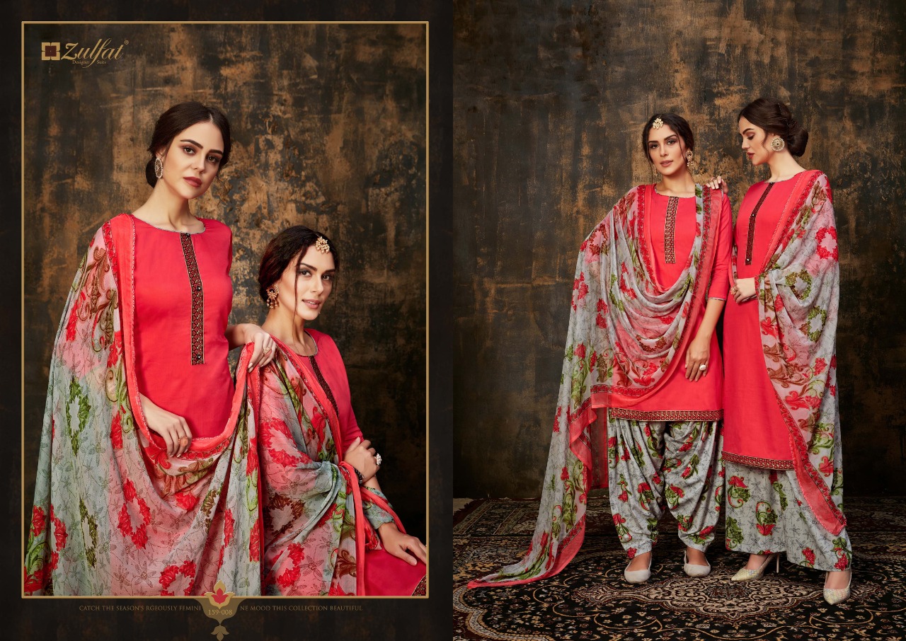 Zulfat Designer mohini jam cotton Pakistani style beautifull Salwar suits