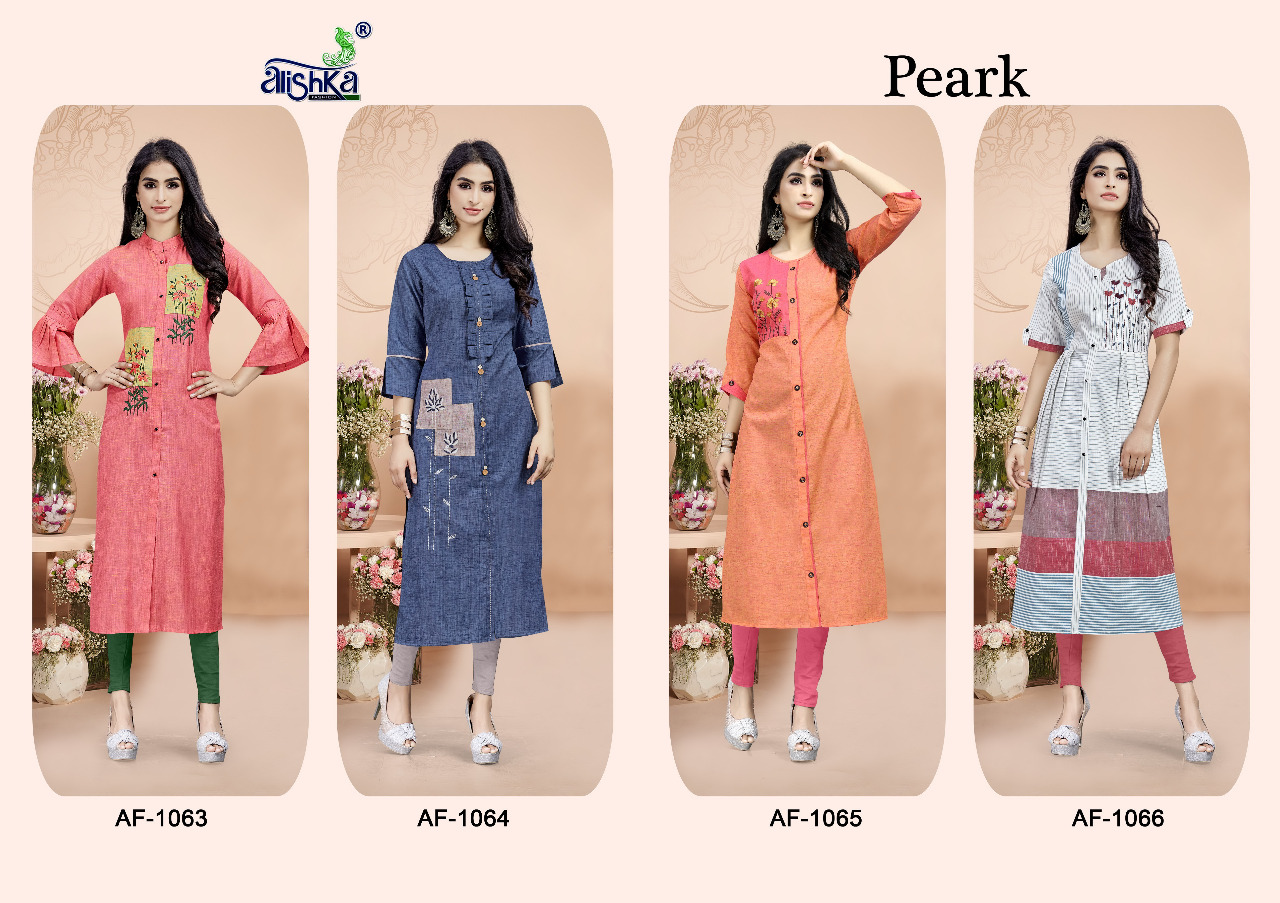 Alishka fashion peark moden and classic cotton with handwork Kurties
