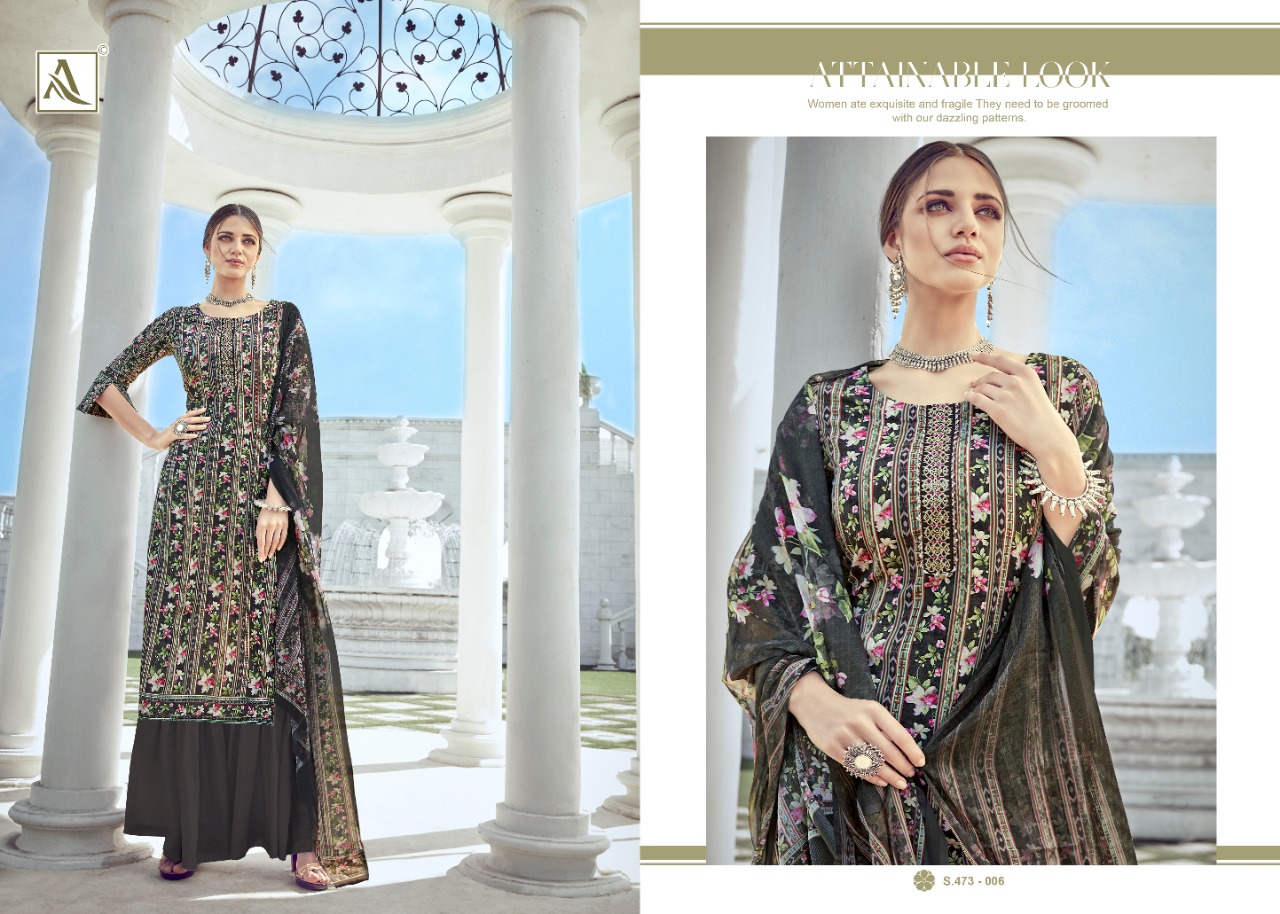 Alok suit nitra elagant Style pure crape digital print with Embroidered Salwar suits