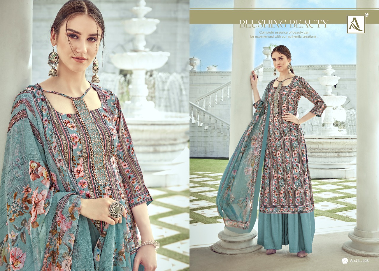 Alok suit nitra elagant Style pure crape digital print with Embroidered Salwar suits