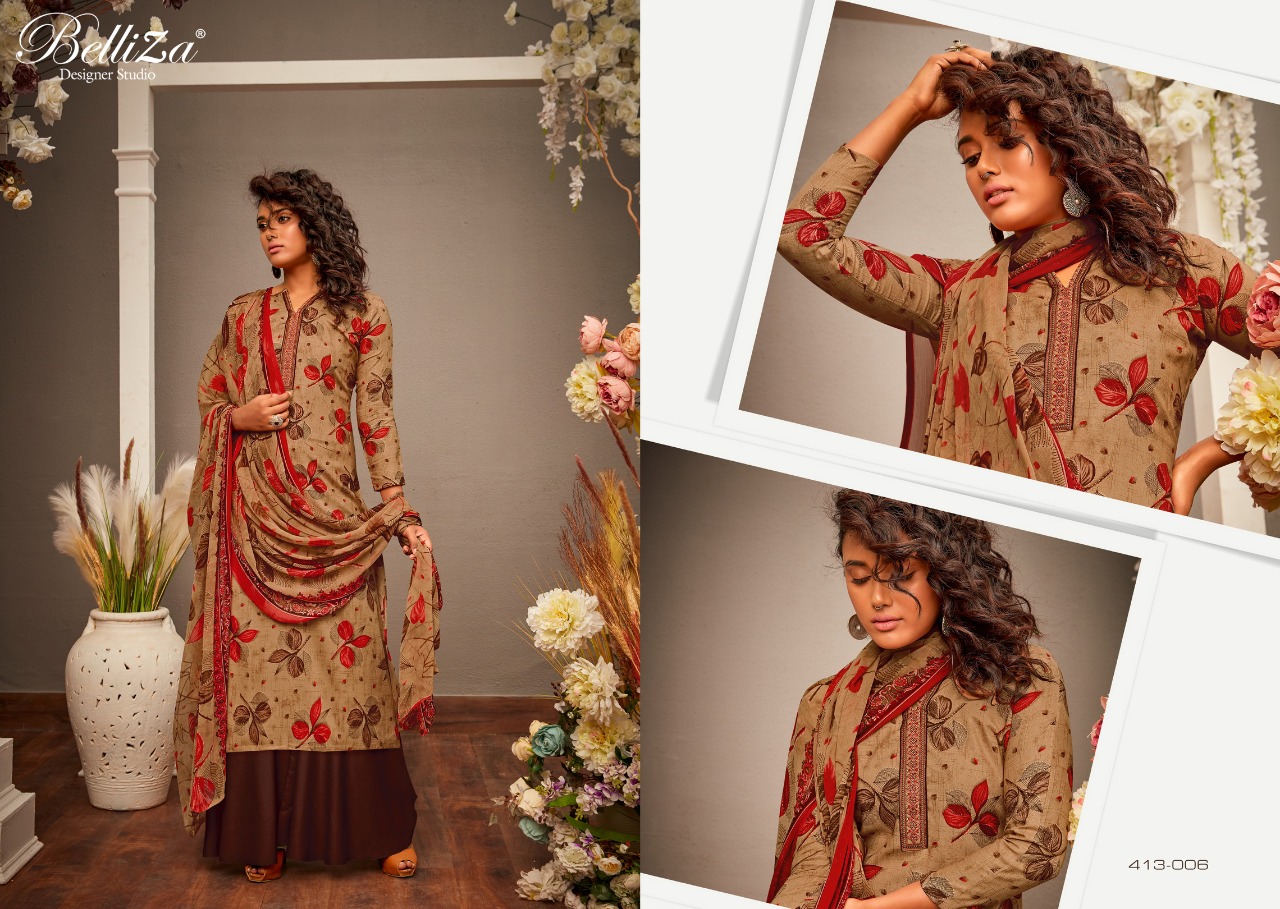 Belliza expression innovative style beautifully designed pure premium Rayon digital print with fancy Embroided Salwar suits