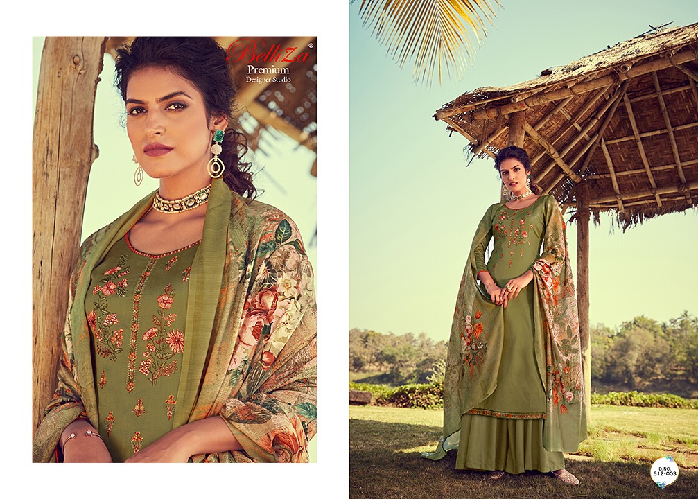 Belliza ripple attractive and modern style pure jam cotton Embroidered with emb lace beautifull Salwar suits