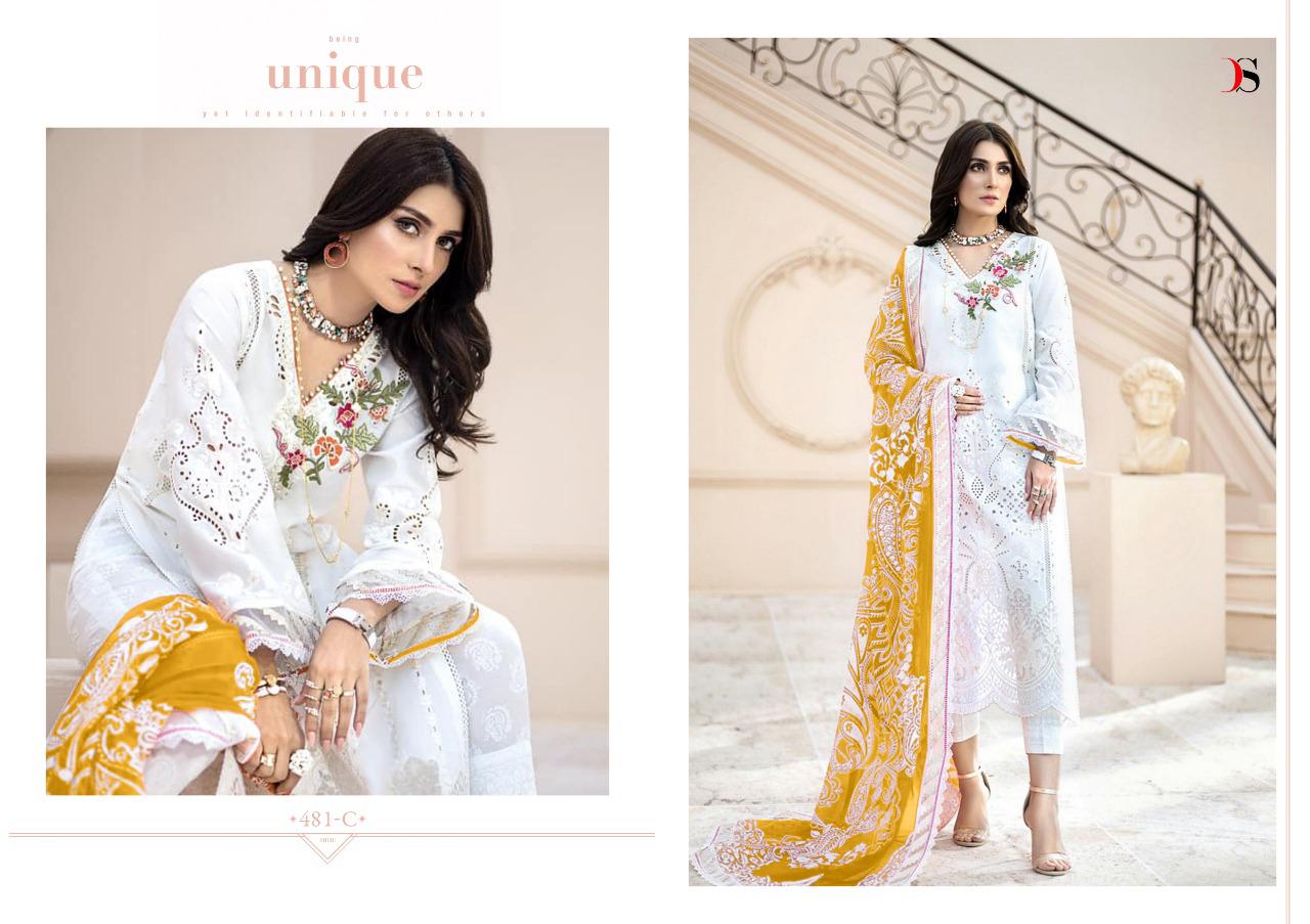 Deepsy Maria b gold cotton fabric Embroidered Salwar suits