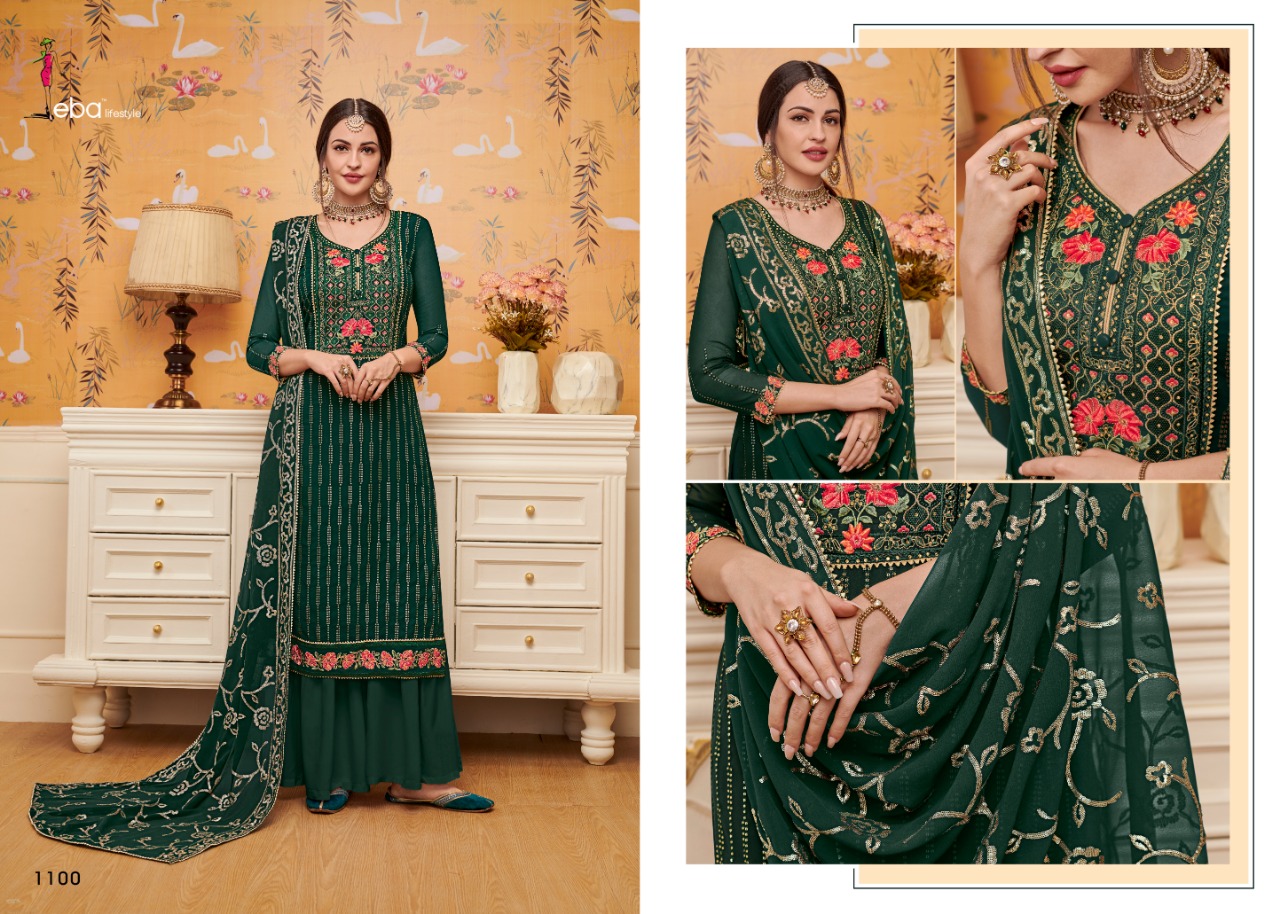 Eba life style mount black vol 3 faux Georgette Embroided with khatli work Salwar suits