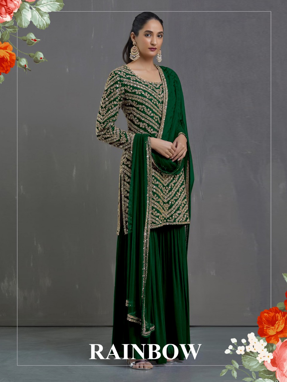 Fepic rainbow elegant and Modern Stylish Georgette  fabric Pakistani collection of Salwar suit