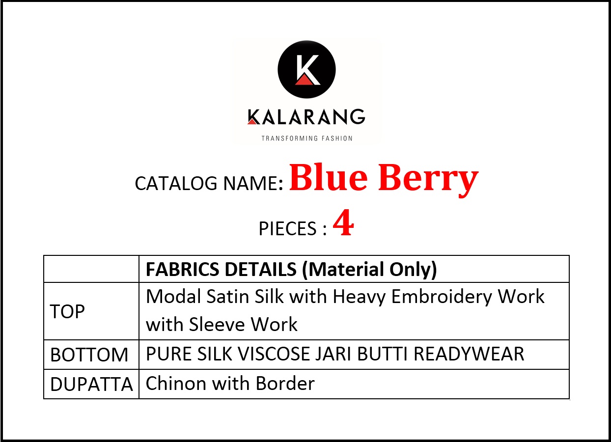Kalarang blue berry modal satin silk with Embroidered Salwar suits