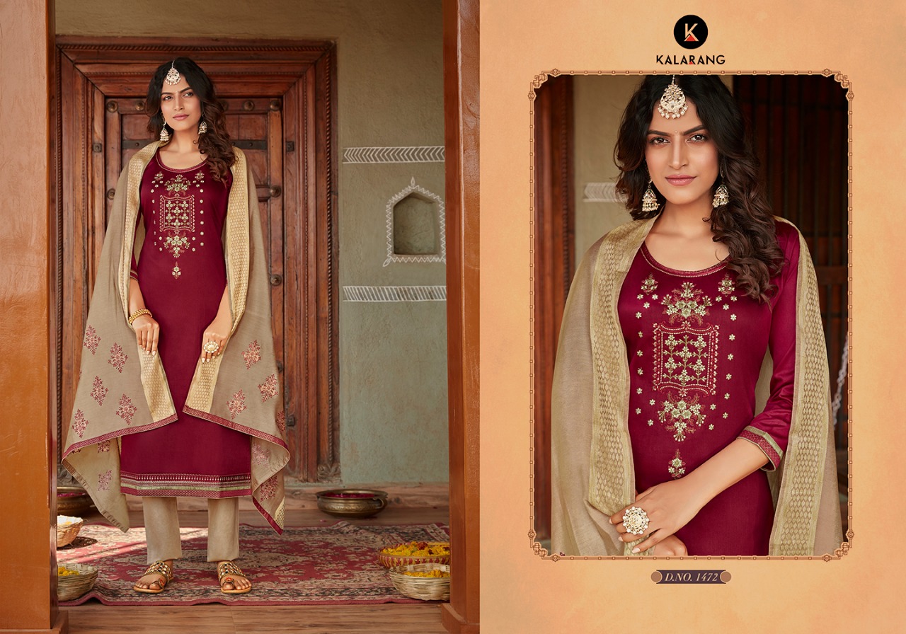 Kalarang kit Kat innovative style beautifully designed jam Silk with Embroidered Salwar suits