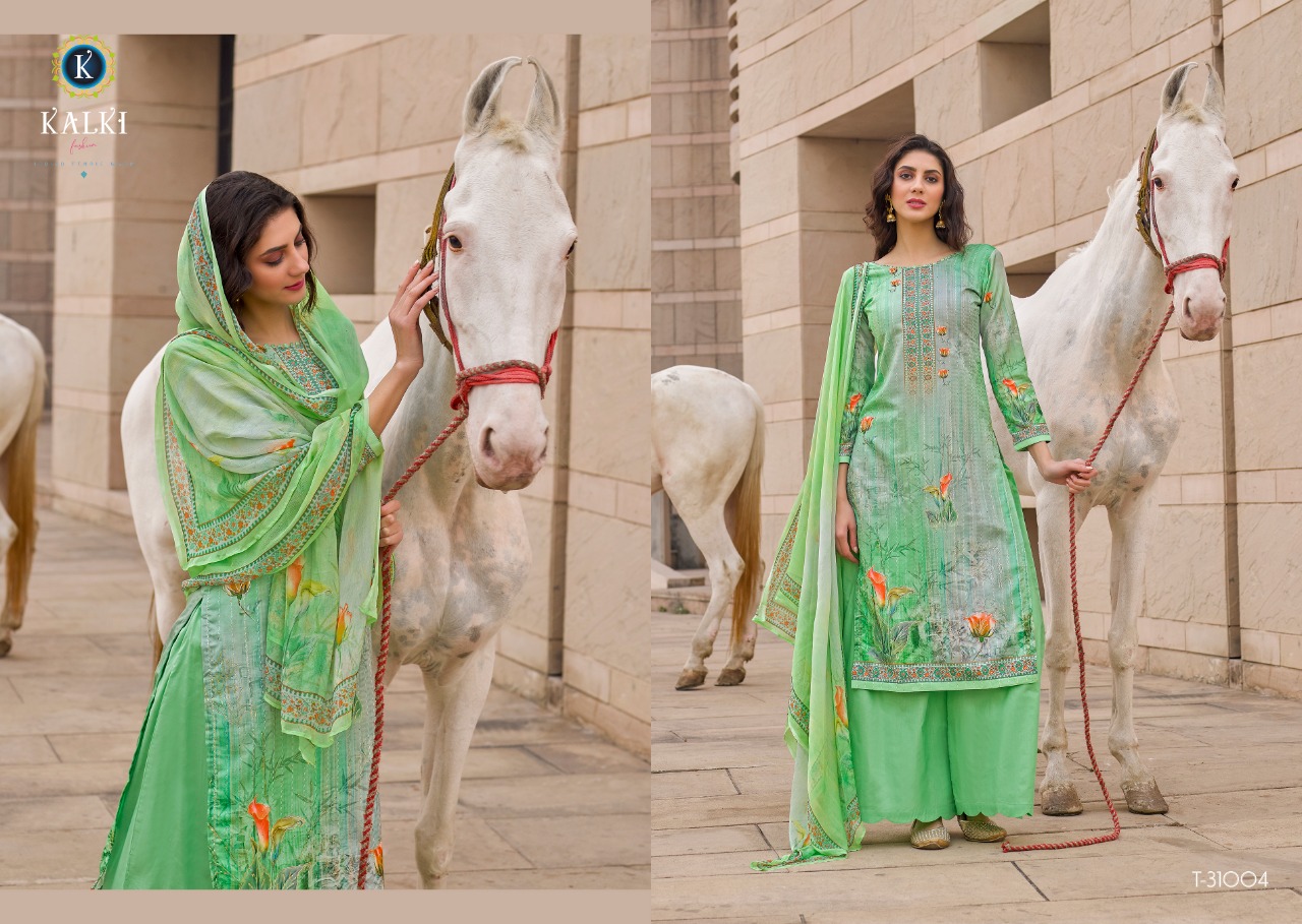 Kalki fashion navika astonishing style pure jam with digital print gold Foil Embroided Salwar suits