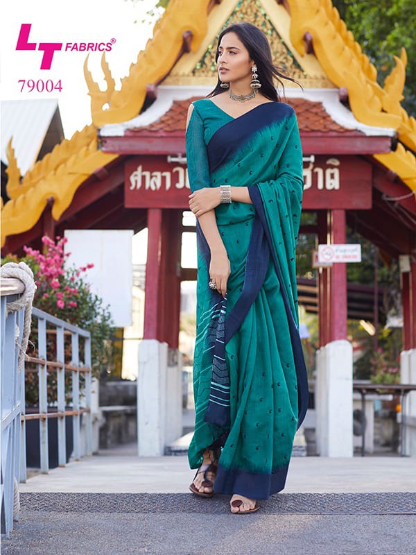LT Fashion megha astonishing style linen silk with resham work Sarees