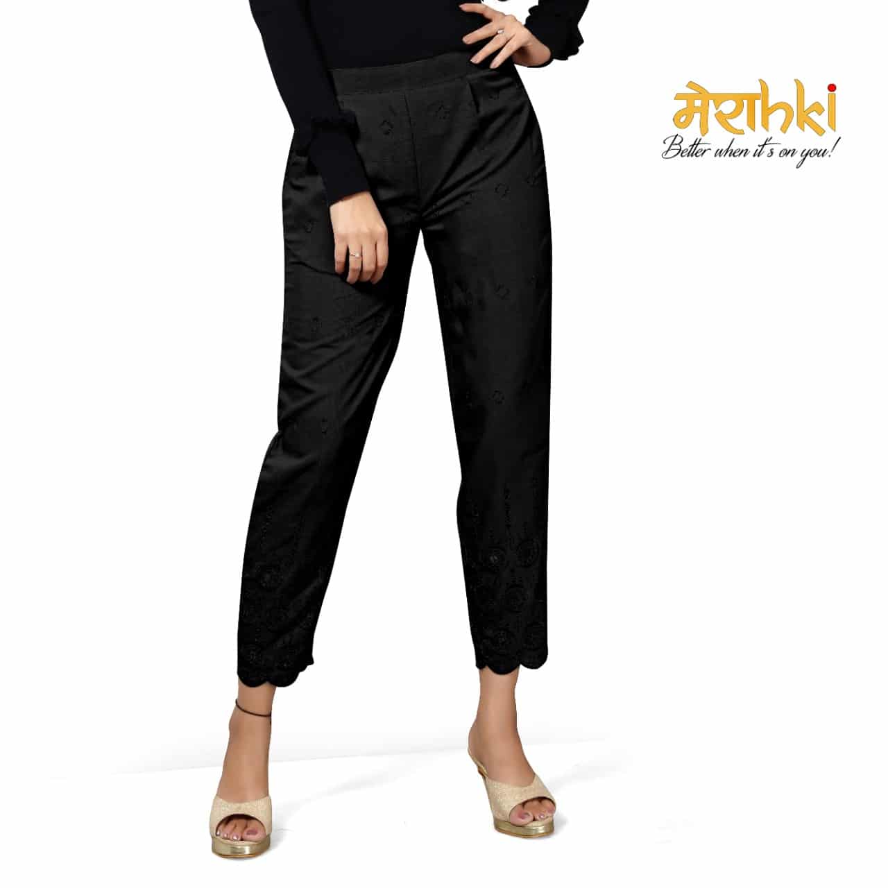 Merakhi modern style beautifull look Schiffli RAYON print Pants