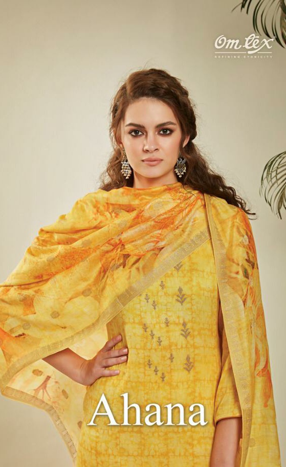 Om Tex Ahana Beautifully Designed fine satin digital print with work Salwar suits