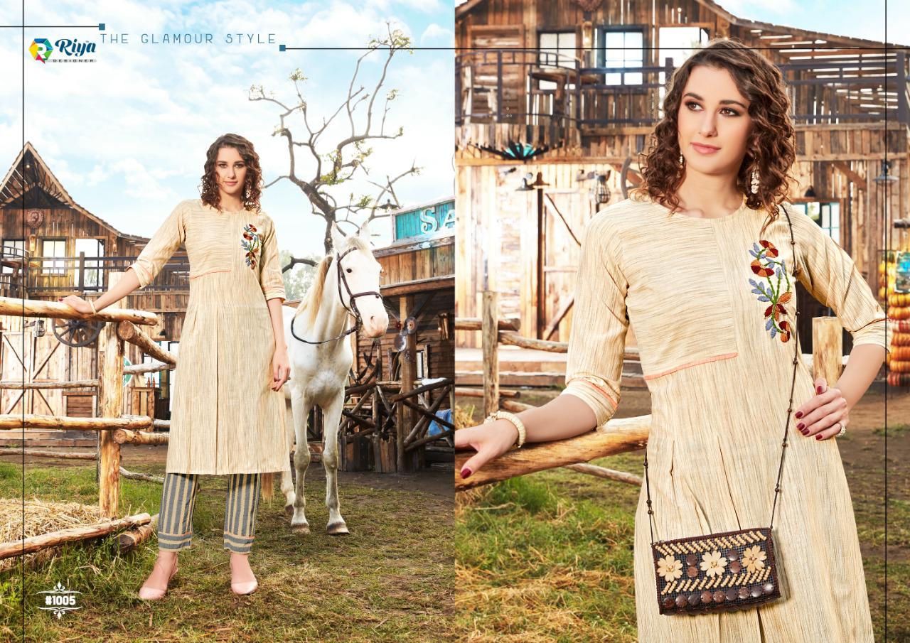 Riya designer lime light moden Stylish cotton linen handloom with handwork beautifull Kurties