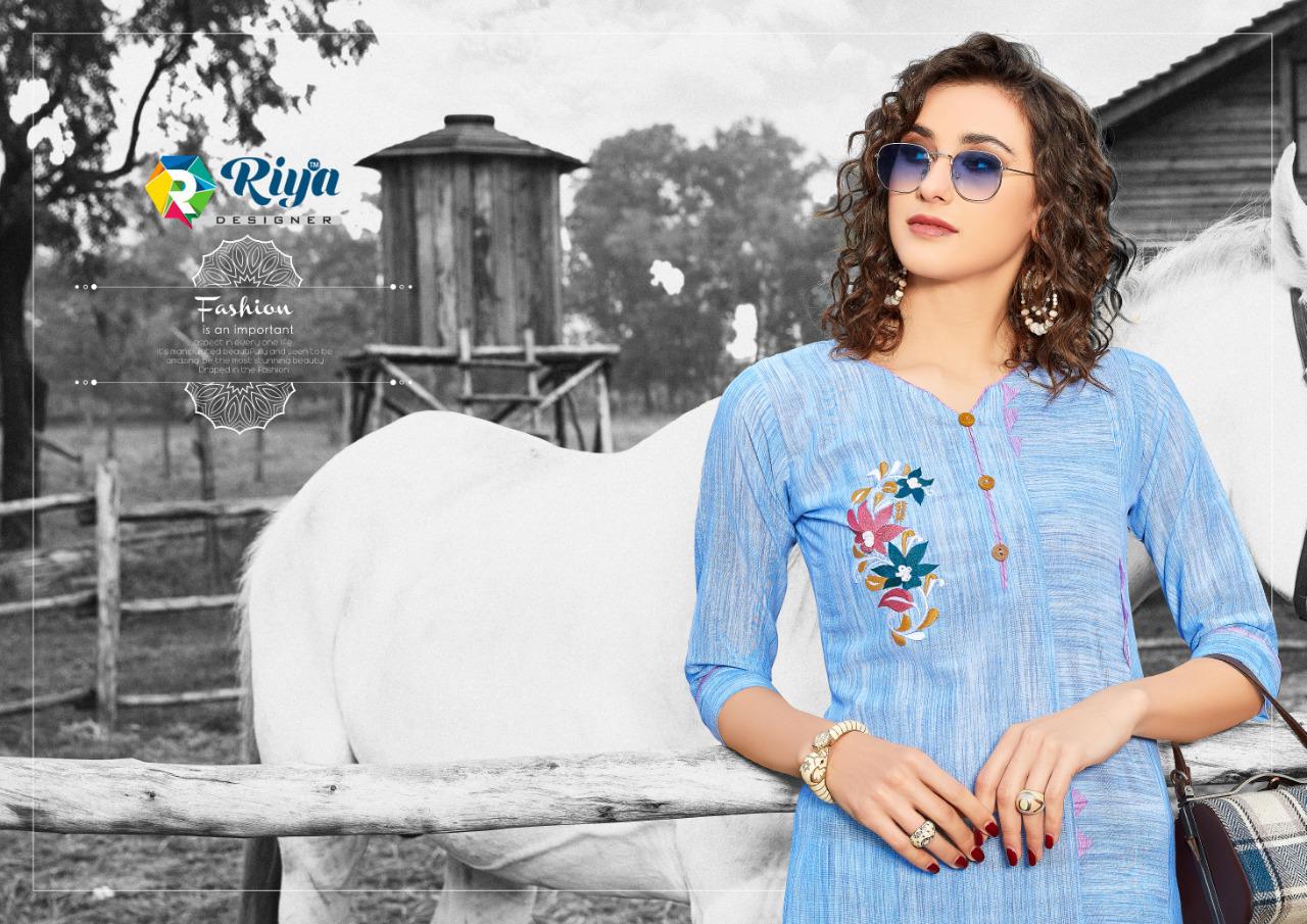 Riya designer lime light moden Stylish cotton linen handloom with handwork beautifull Kurties