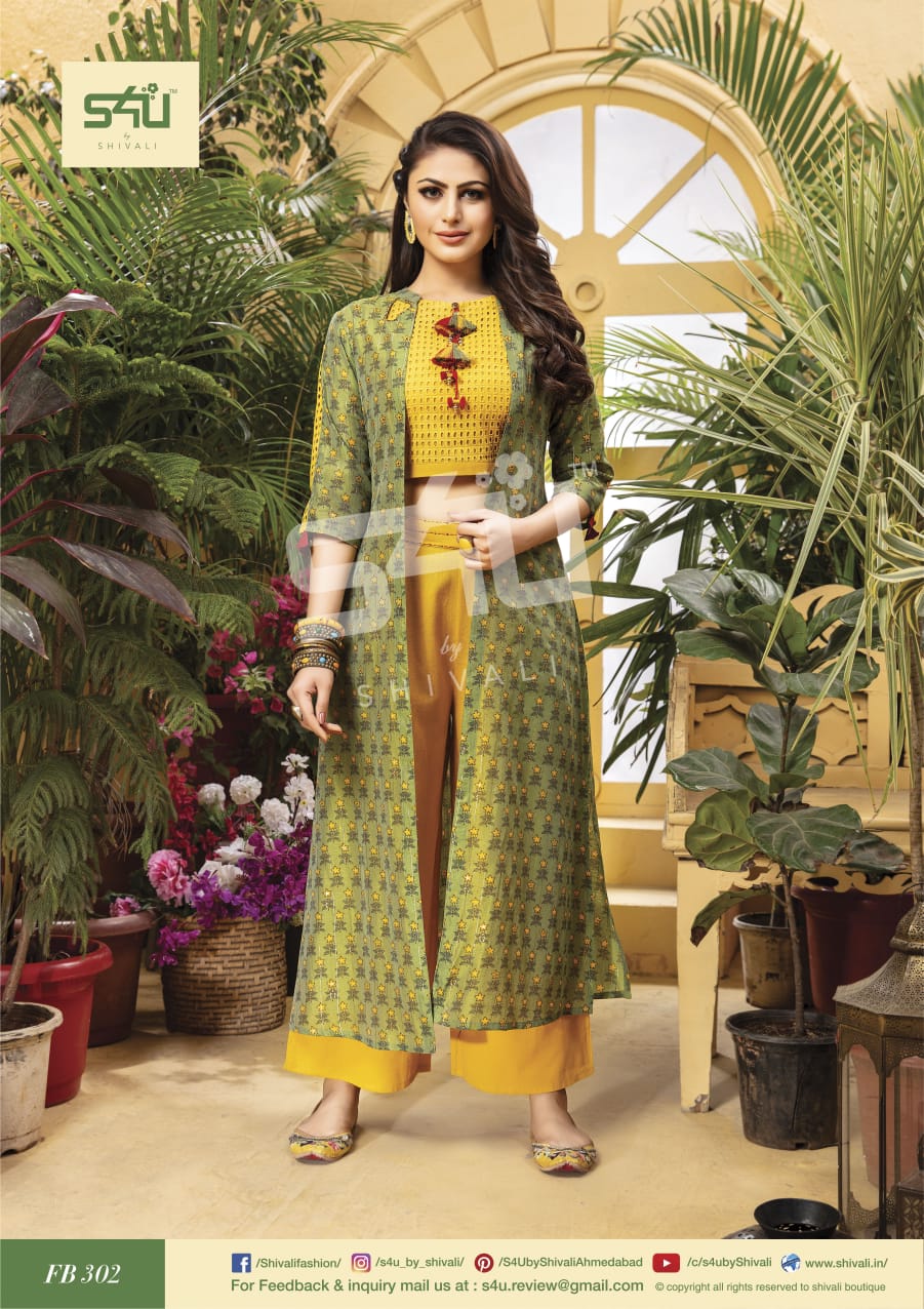 S4u by shivali fusion beats vol 3 kurti with shrug collection exporter