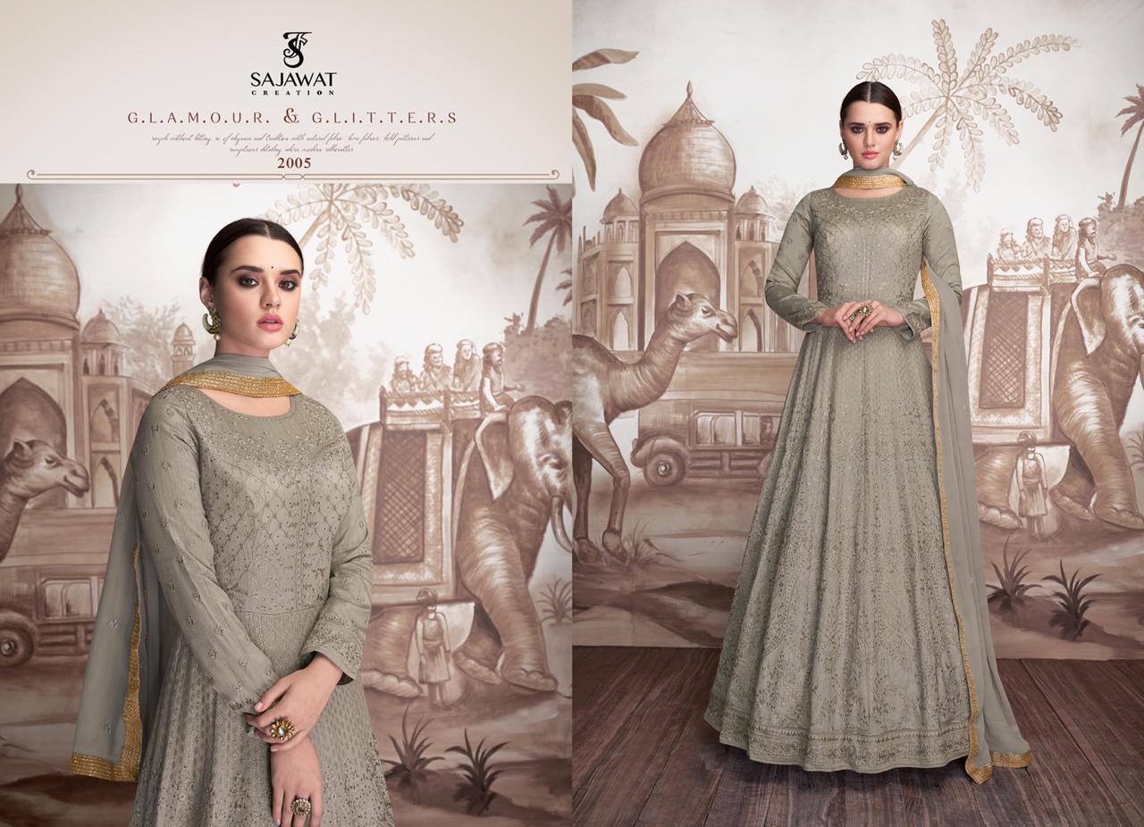 Sajawat Creation meraki vol 2 gorgeous stunning style faux Georgette butterfly net party wear full stitched Wedding gowns