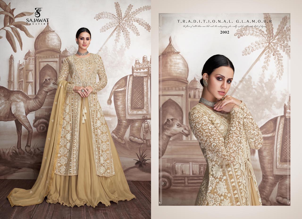 Sajawat Creation meraki vol 2 gorgeous stunning style faux Georgette butterfly net party wear full stitched Wedding gowns