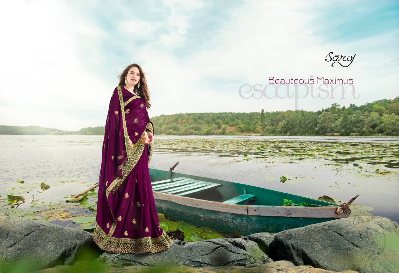 Saroj Rubina astonishing style silk with border beautifull Sarees