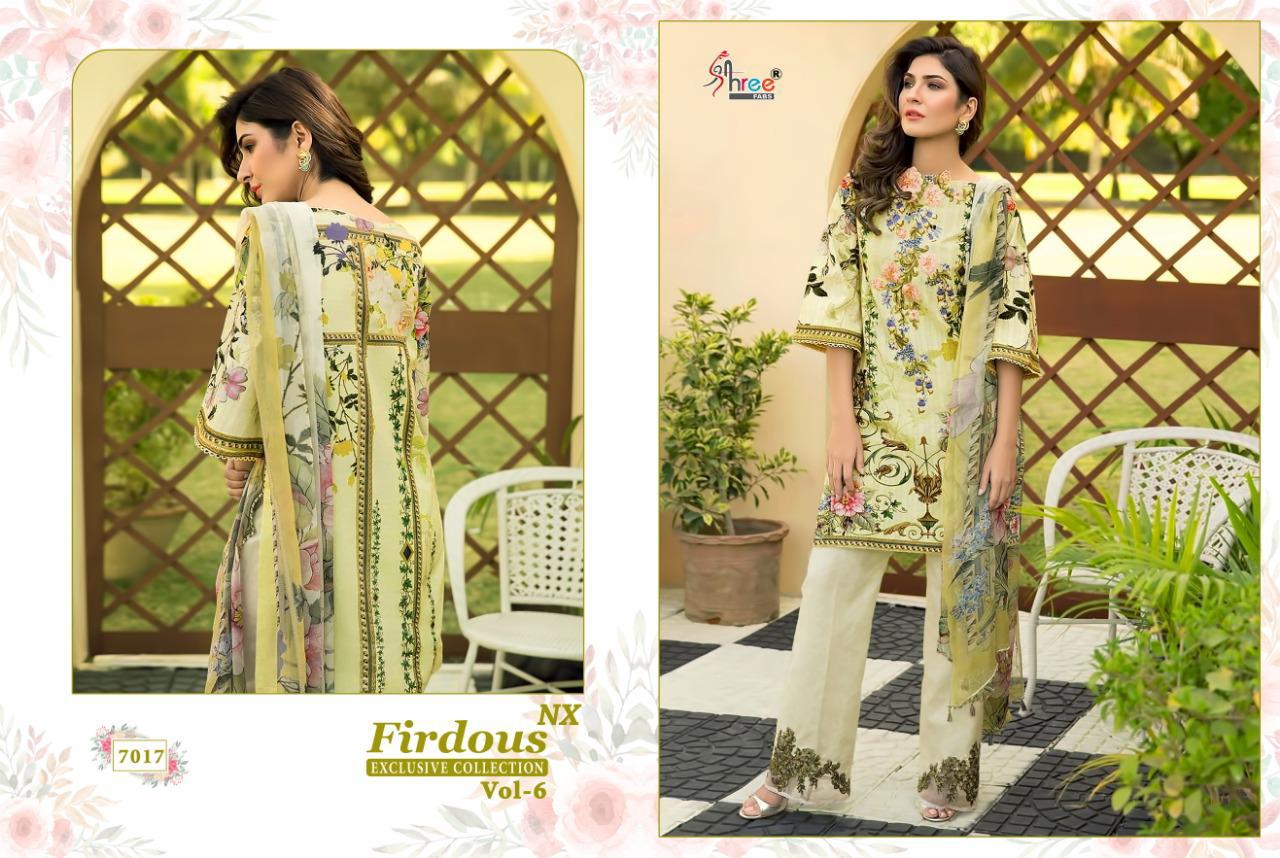 Shree fab firdous Vol 6 Nx jam silk print with Embroidered Pakistani concept Salwar suits with chiffon Dupatta