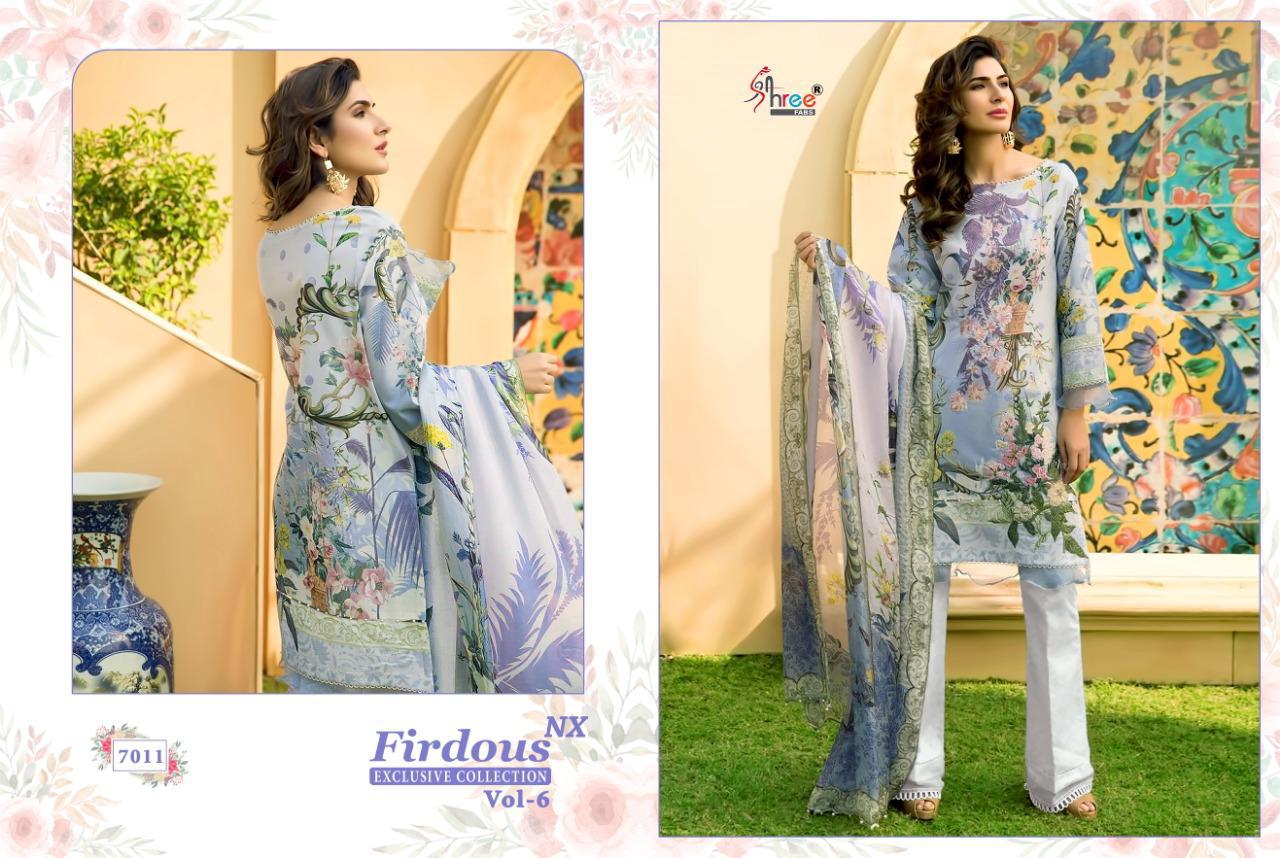 Shree fab firdous Vol 6 Nx jam silk print with Embroidered Pakistani concept Salwar suits with chiffon Dupatta