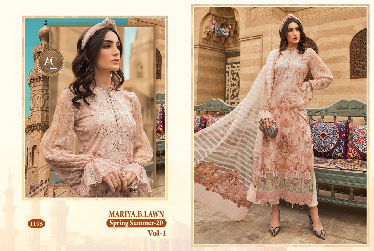 Shree Fab Maria b Spring Summer 20  vol 1 pure lawn print with Embroidered Pakistani concept Salwar suits