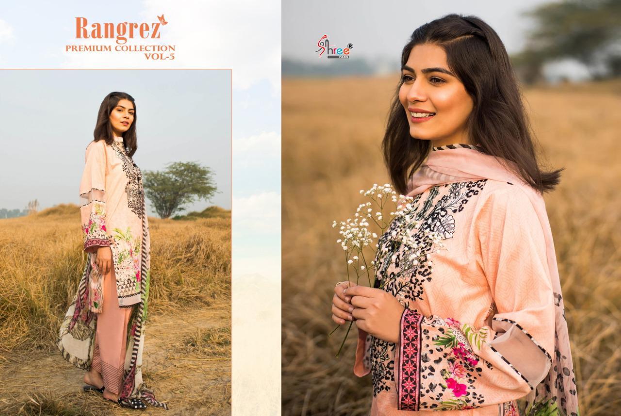 Shree Fab rangrez vol 5 elegant style jam cotton print Embroided Salwar suits With chiffon Dupatta