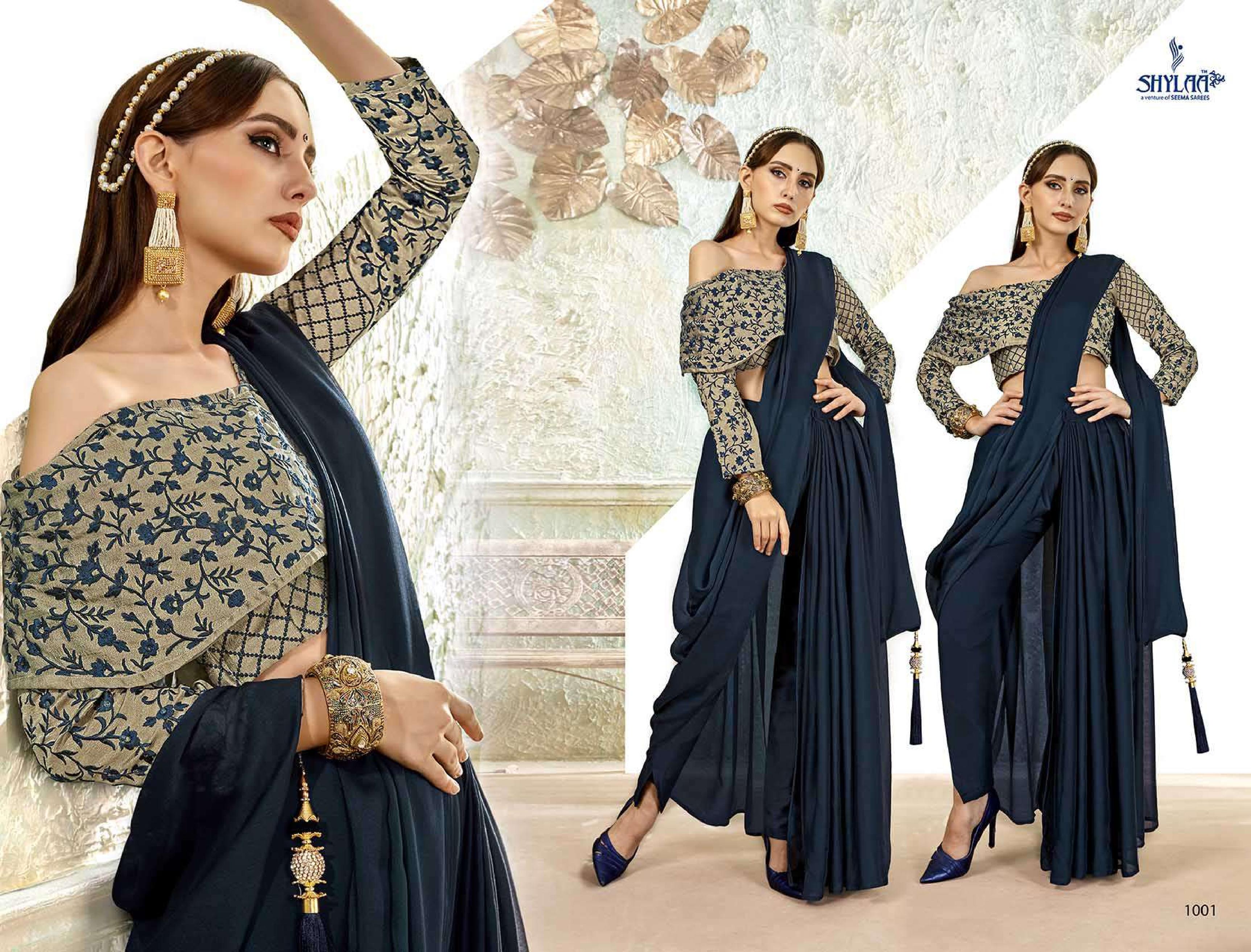 Shylaa the pant saree beautifull and modern Trendy pant Sarees